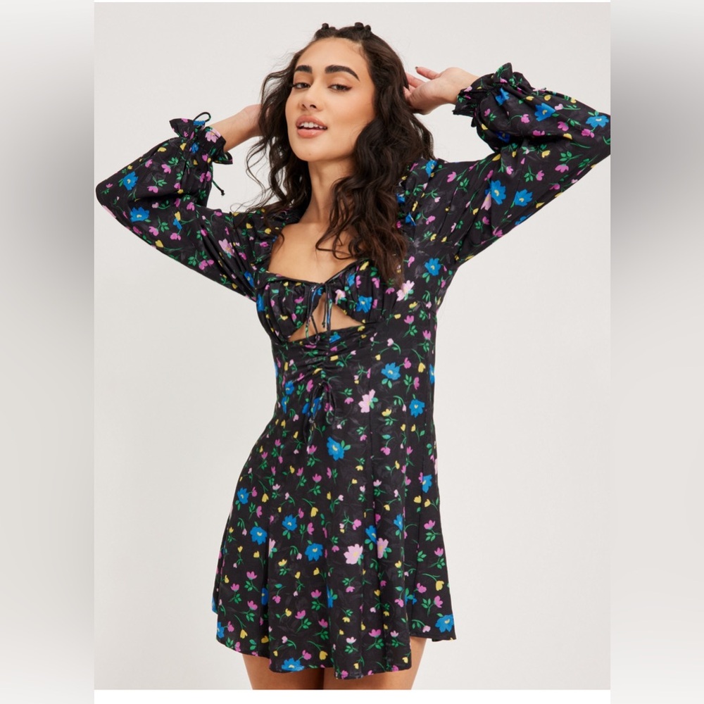 For Love And Lemons Black Floral Mini Dress